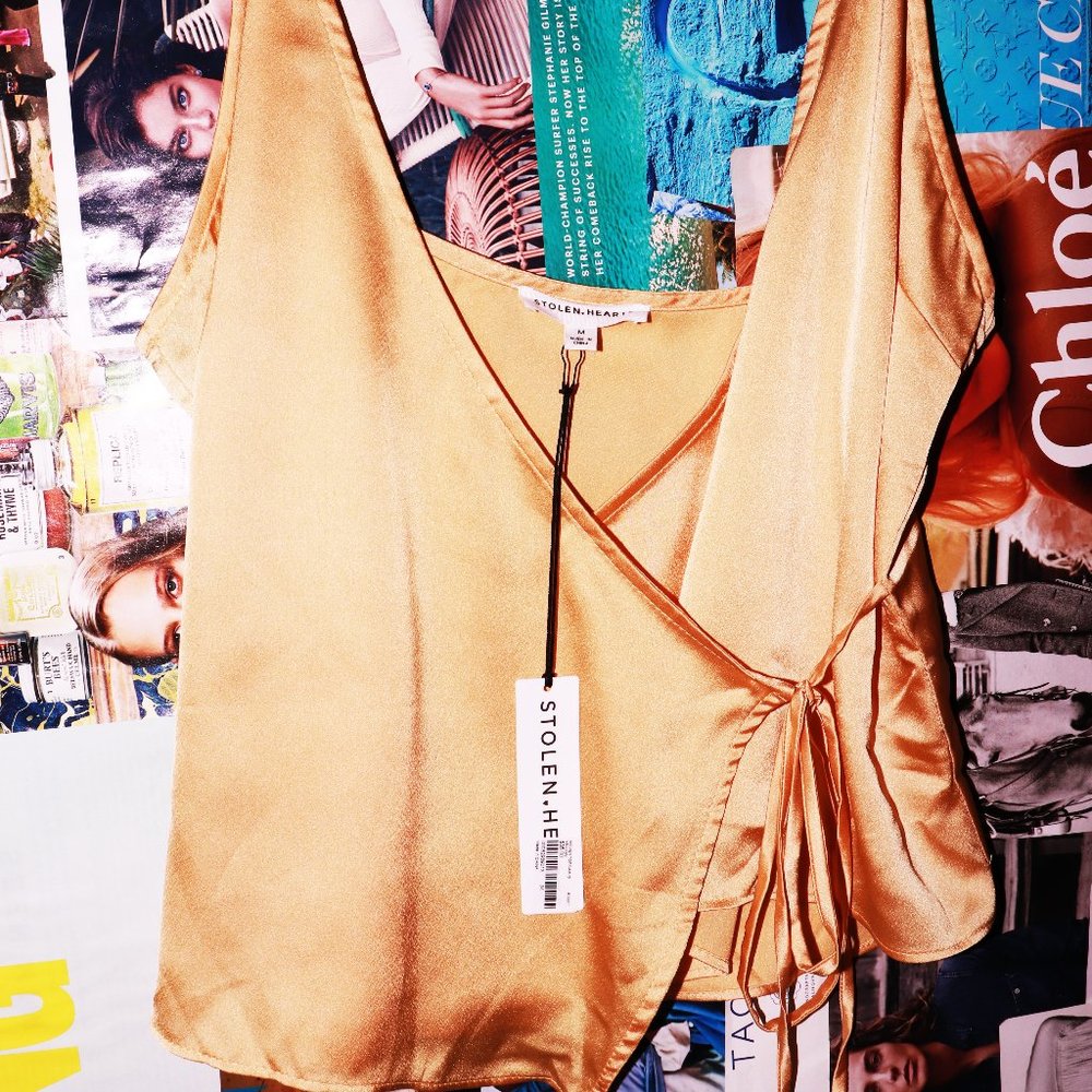 SILK YELLOW WRAP TOP